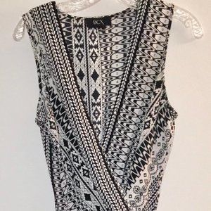 BCX Black and White Tribal Print Jumpsuit